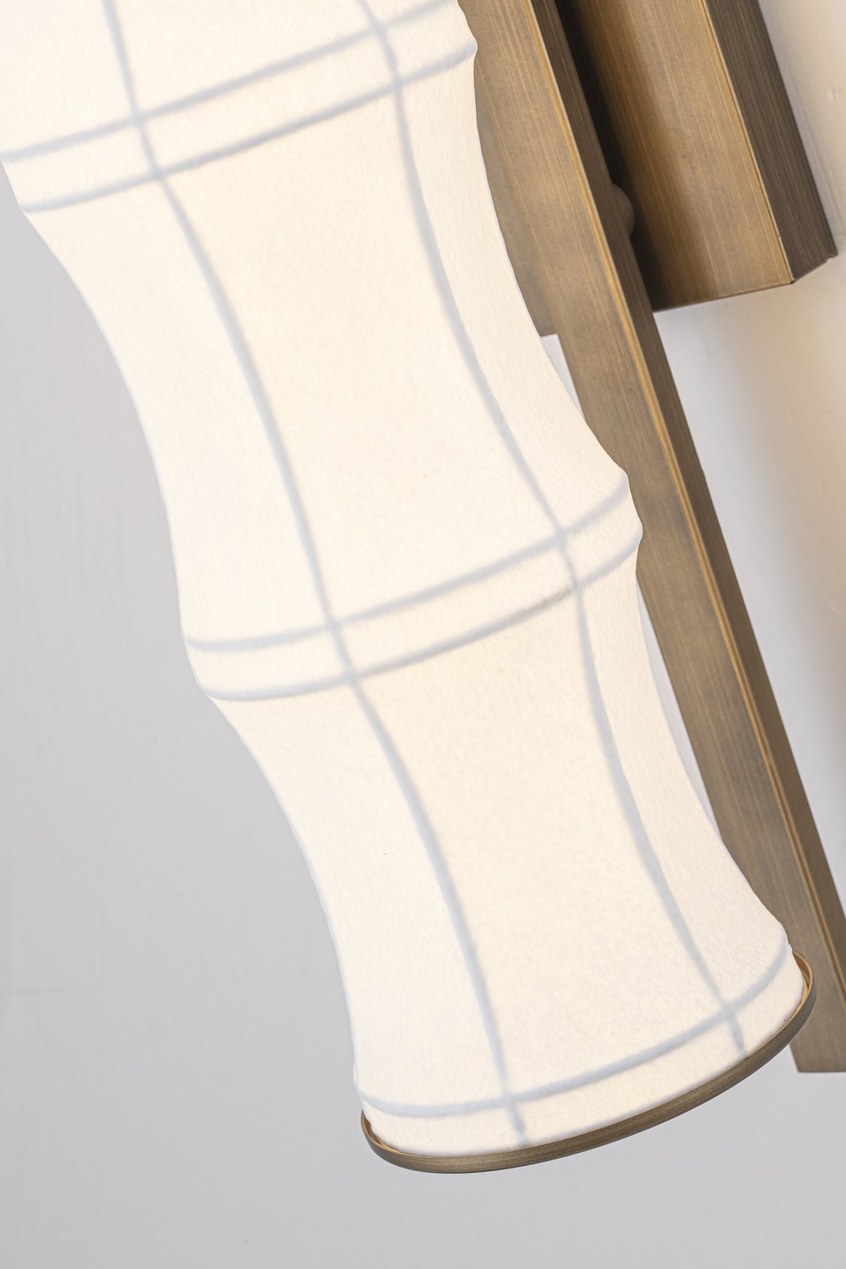 Modern Song-Inspired Mulberry Silk Wall Sconce in Antique Brass - 09 09-detail-shade