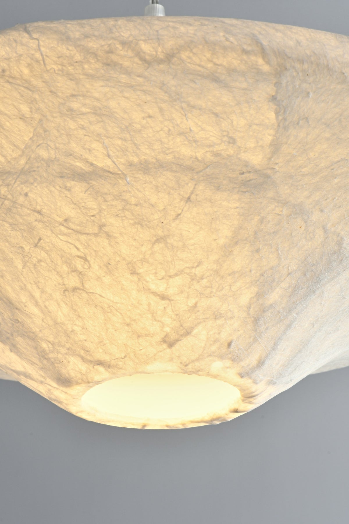 Handmade Mulberry Silk Saucer Pendant Light in White - 09 09-detail-silk-saucer-bottom-opening