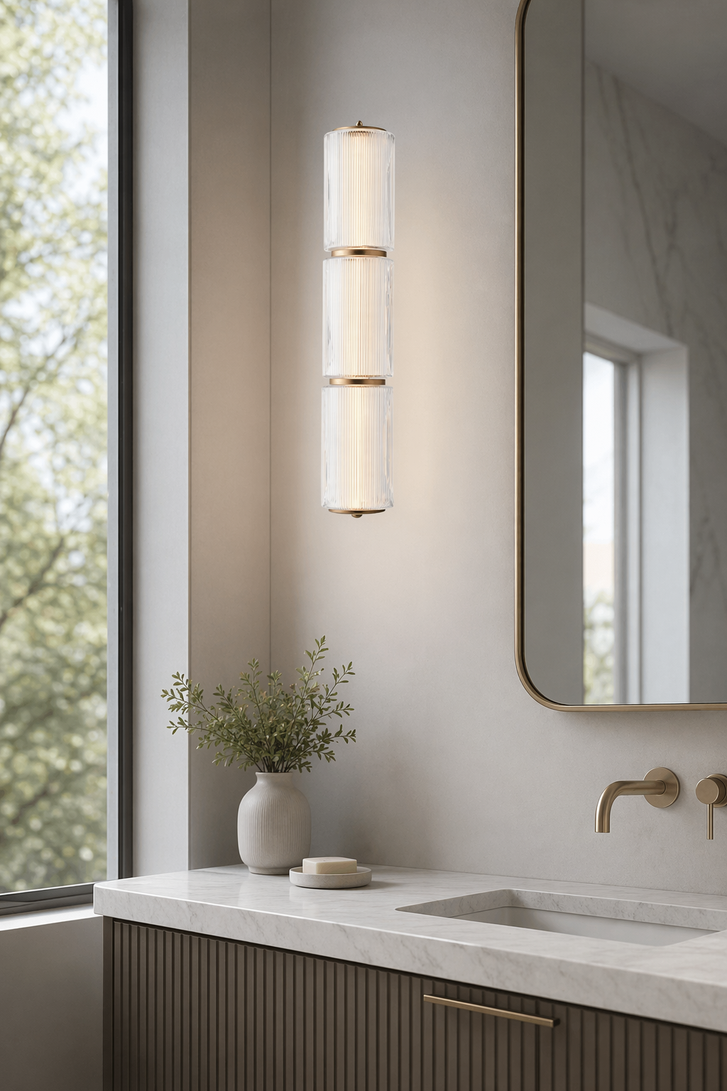 Modern Vertical Multi-Head Wall Sconce - generated workflow 09 09-dry-vanity-daylight