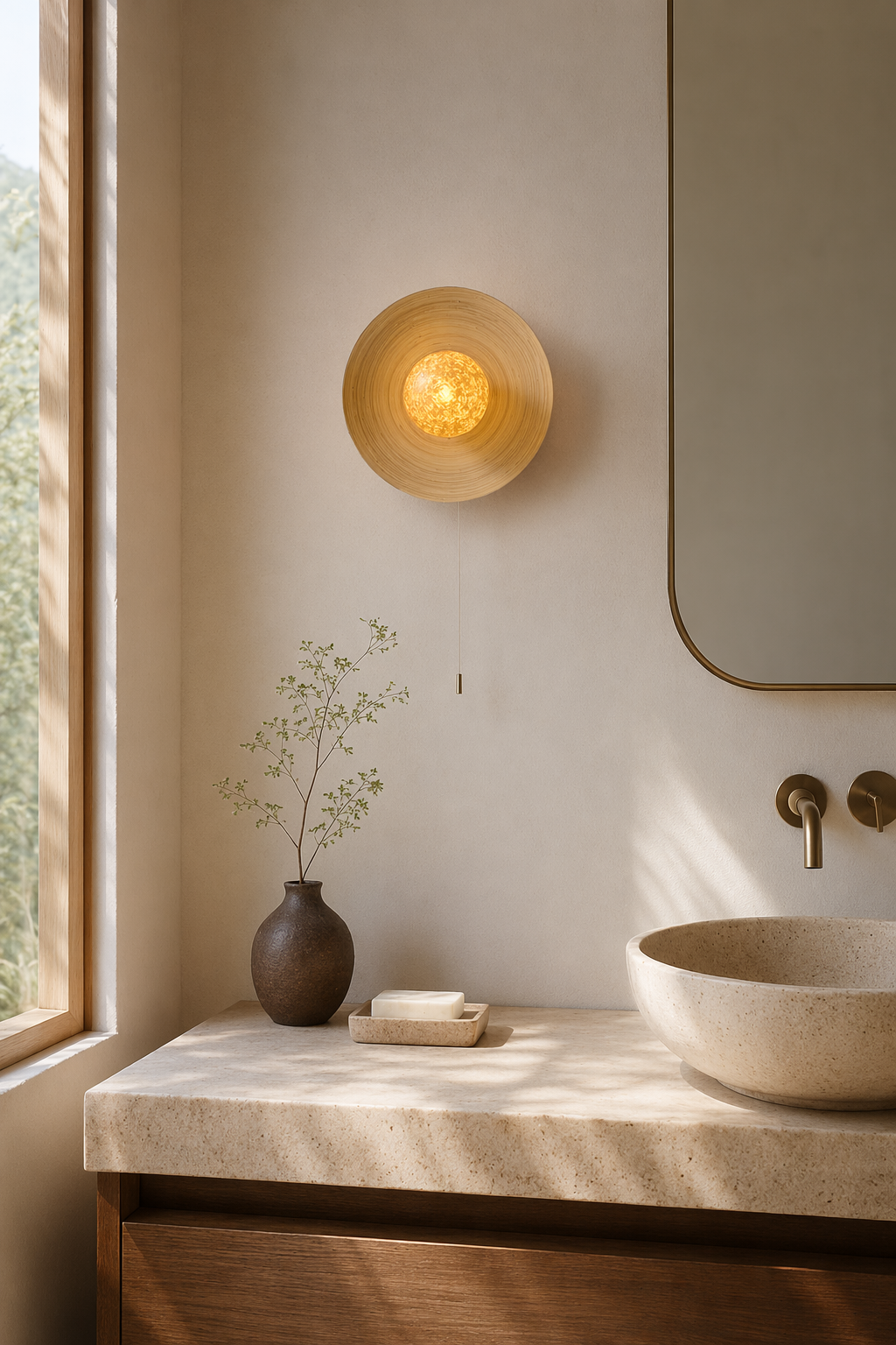 Modern Ice Texture Disc Wall Sconce - generated workflow 09 09-dry-vanity-daylight