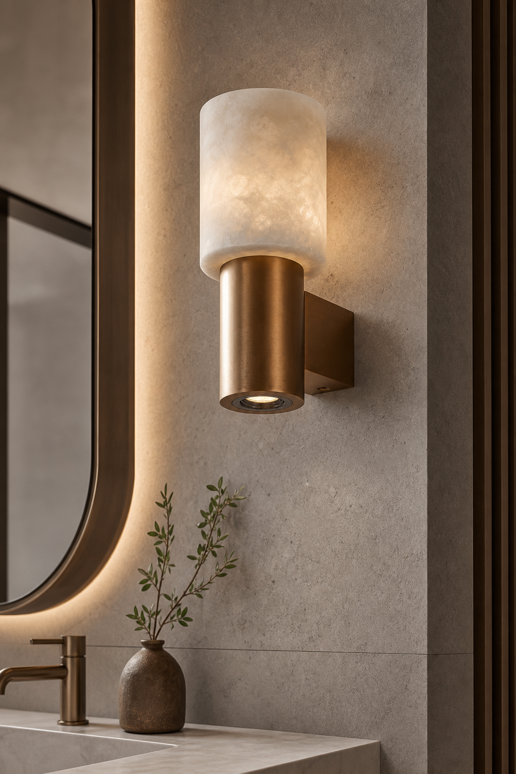 Modern Natural Stone Cylinder Wall Sconce - generated main 09 09-dry-vanity-wall