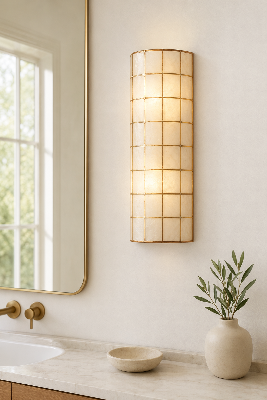 Modern Capiz Shell Mosaic Wall Sconce - 09 09-dry-vanity-wall