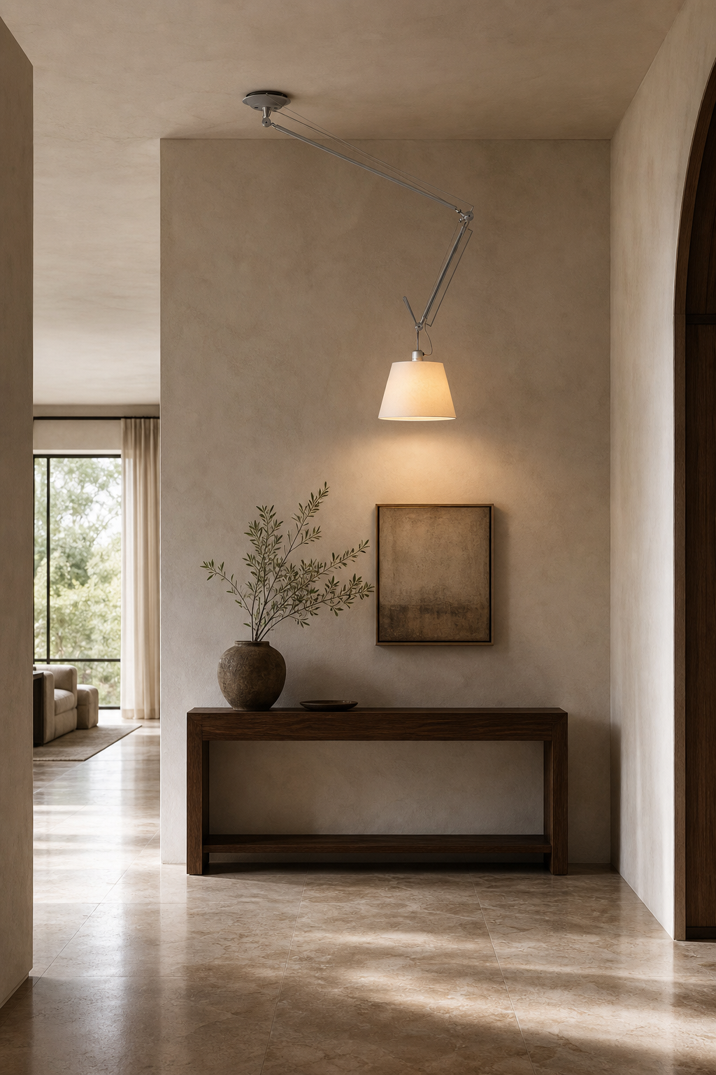 Bauhaus Adjustable Swing Arm Pendant Light entry console wide