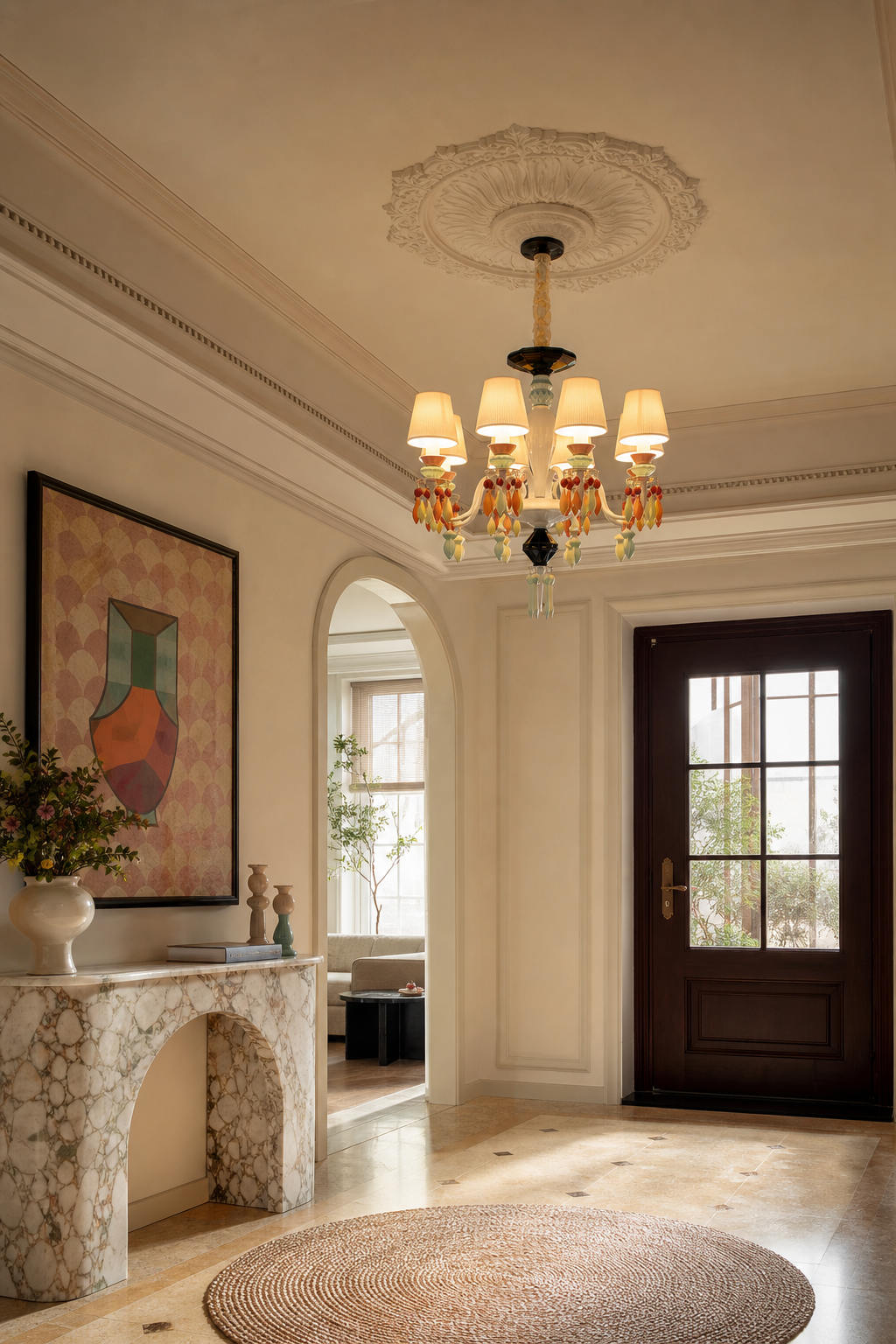 Pastel Ceramic Single-Tier Chandelier entry foyer wide