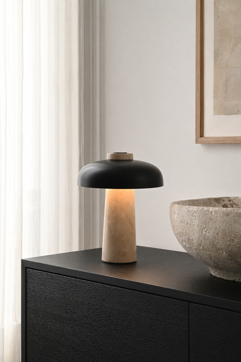 Modern Black Marble LED Table Lamp - 09 09-entry-shelf-styling
