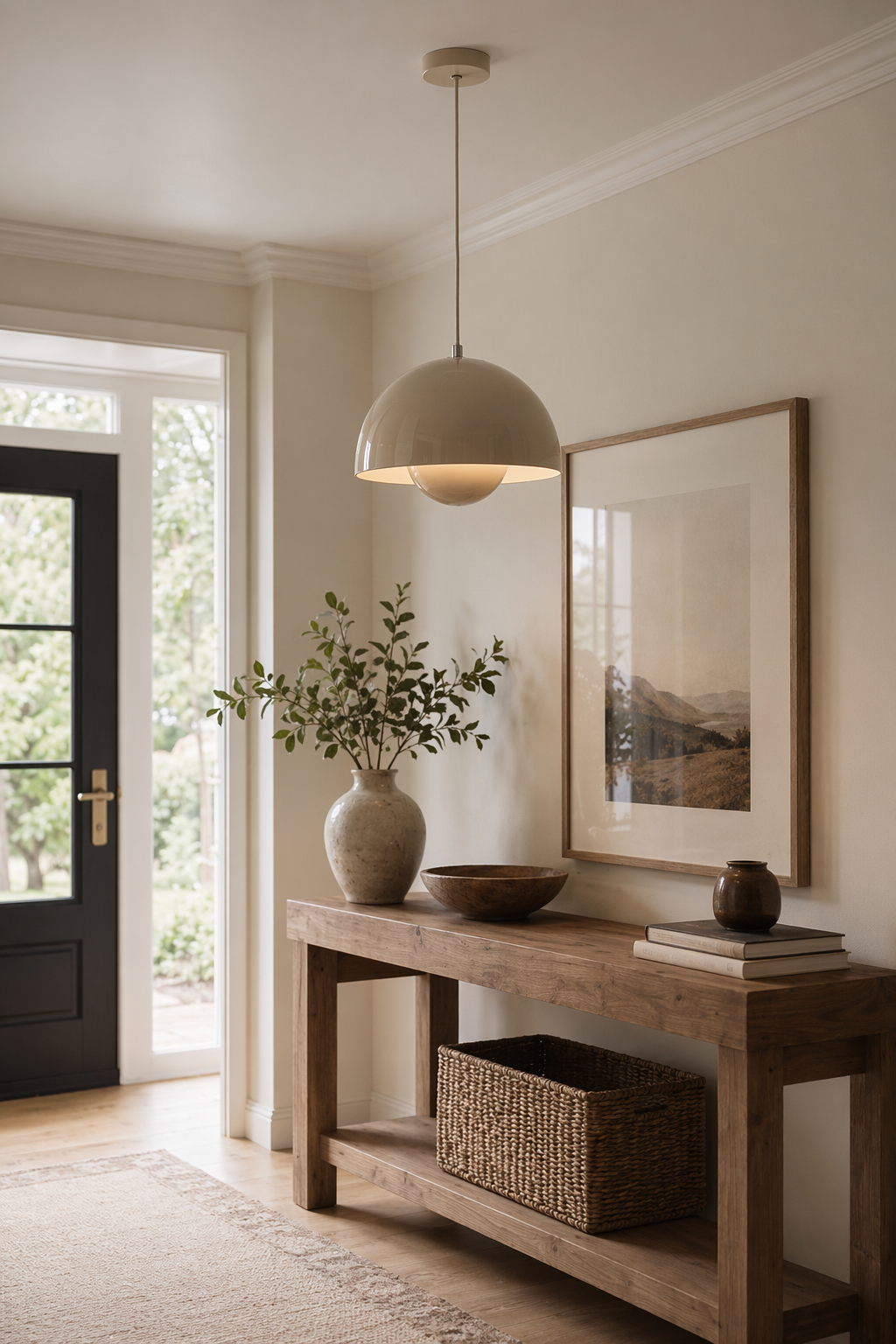 Modern Glossy Dome Pendant Light - 09 09-foyer-console-cream