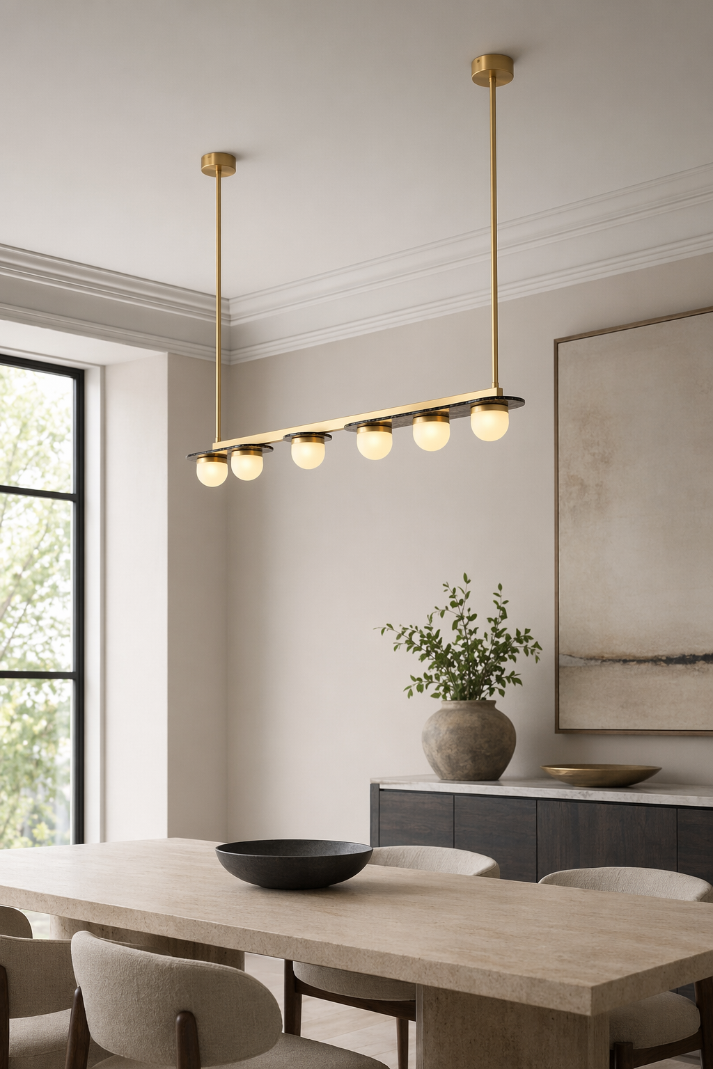 Modern Linear Glass Globe Chandelier - generated main 09 09-gallery-or-hall-wide
