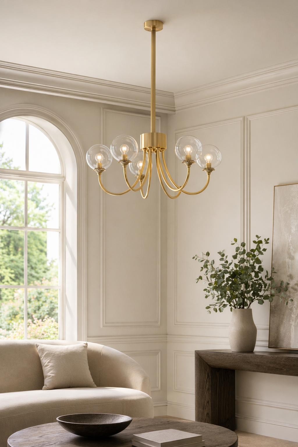 Modern Brass Glass Globe Chandelier - generated main 09 09-gallery-or-hall-wide