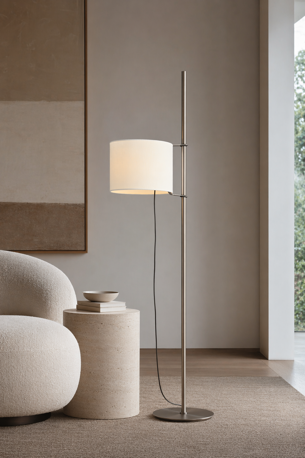 Modern Fabric Shade Table and Floor Lamp - generated main 09 09-gallery-or-hall-wide