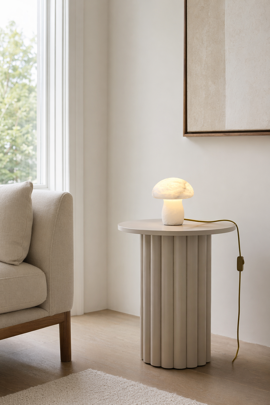Modern Alabaster Mushroom Table Lamp - generated main 09 09-gallery-or-hall-wide