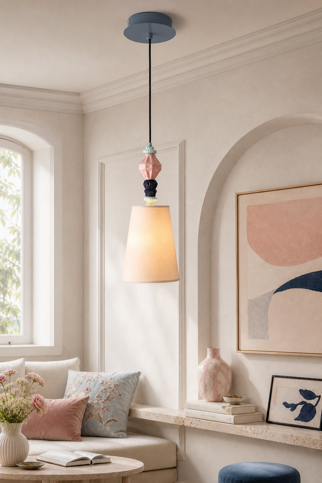 Fog-Glaze Pink Ceramic Mini Pendant gallery wall color