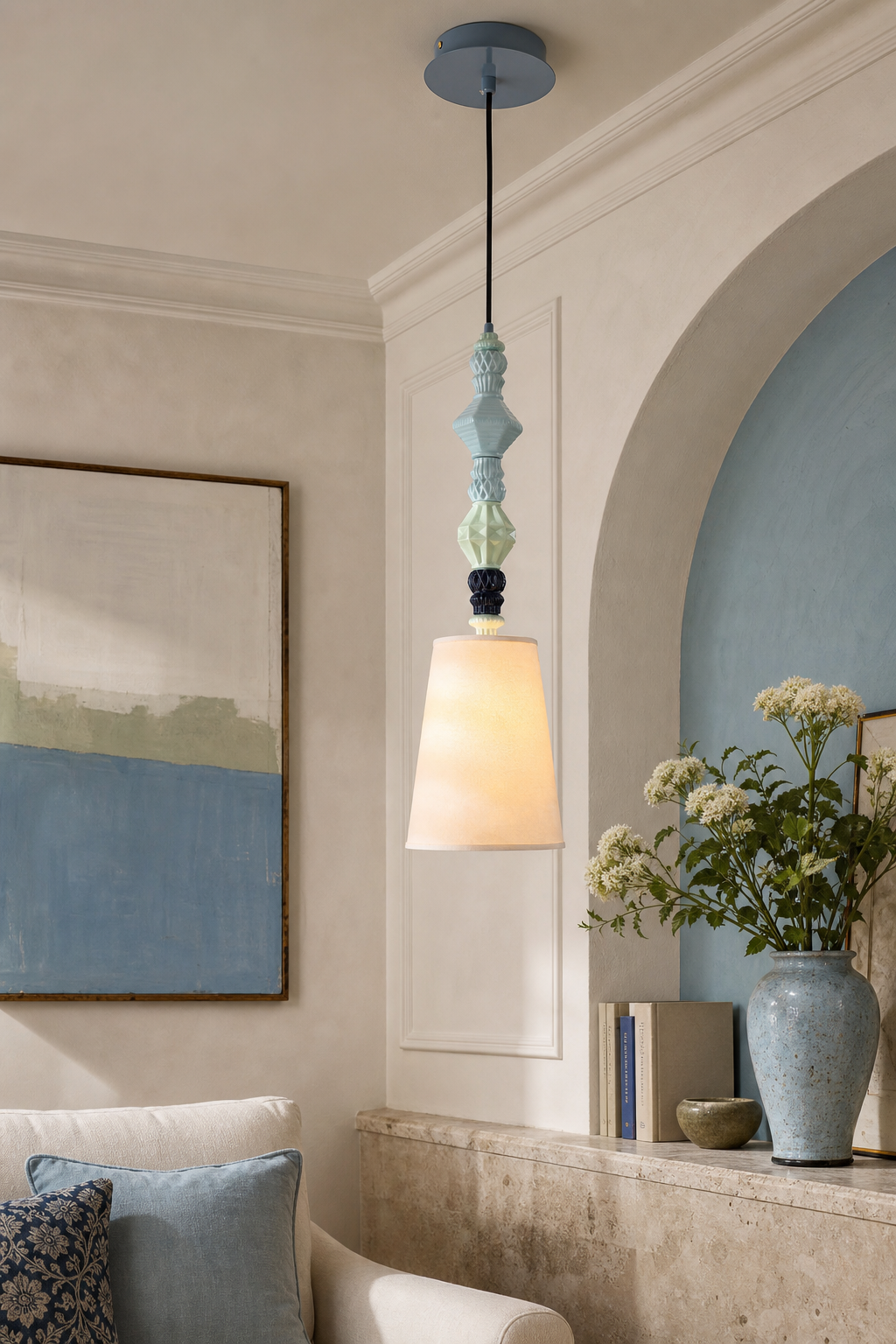 Cloud-Glaze Blue Ceramic Mini Pendant gallery wall color
