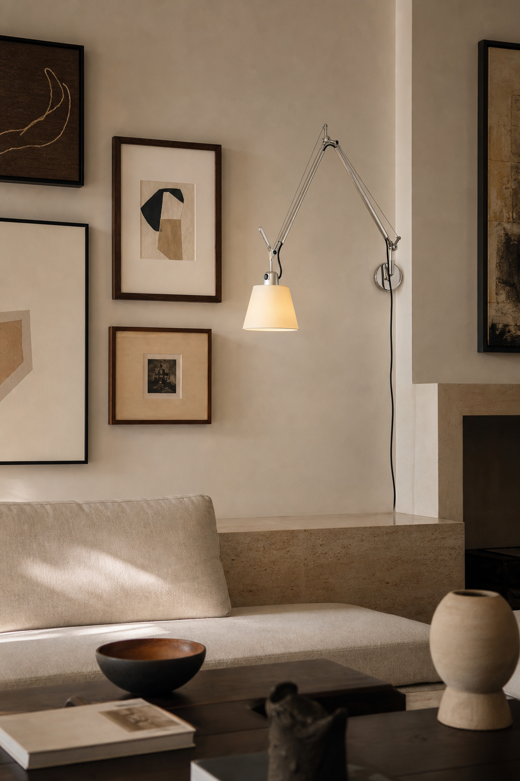 Bauhaus Adjustable Parchment Swing Arm Wall Light gallery wall