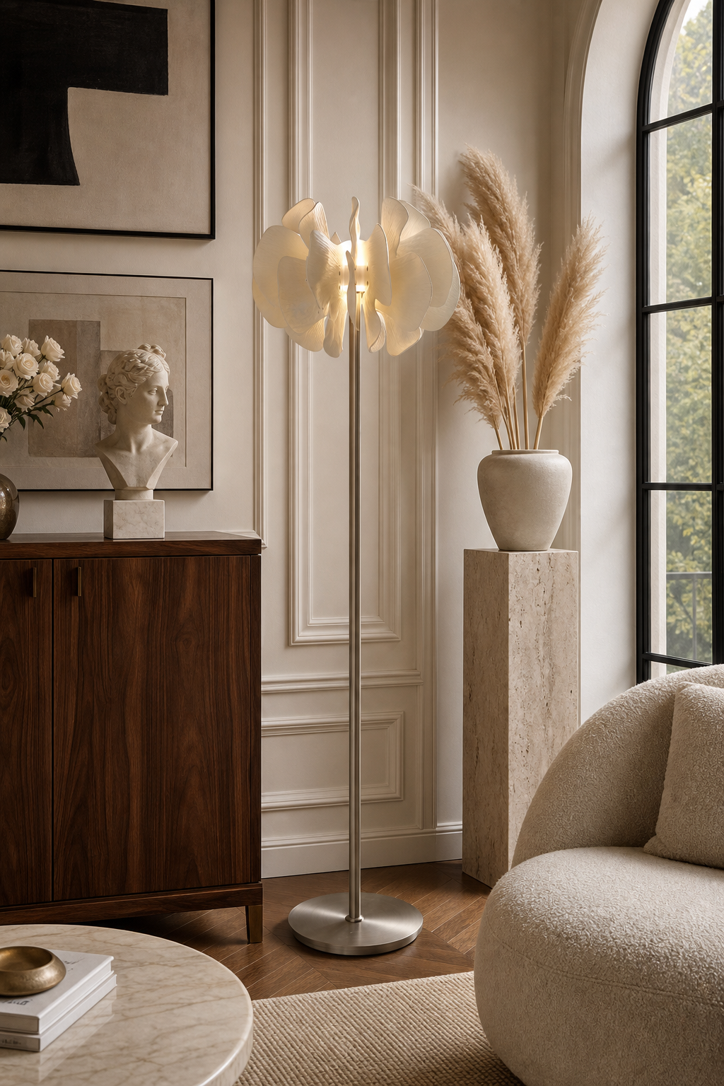 Sculptural Ceramic Petal Floor Lamp gallery wall