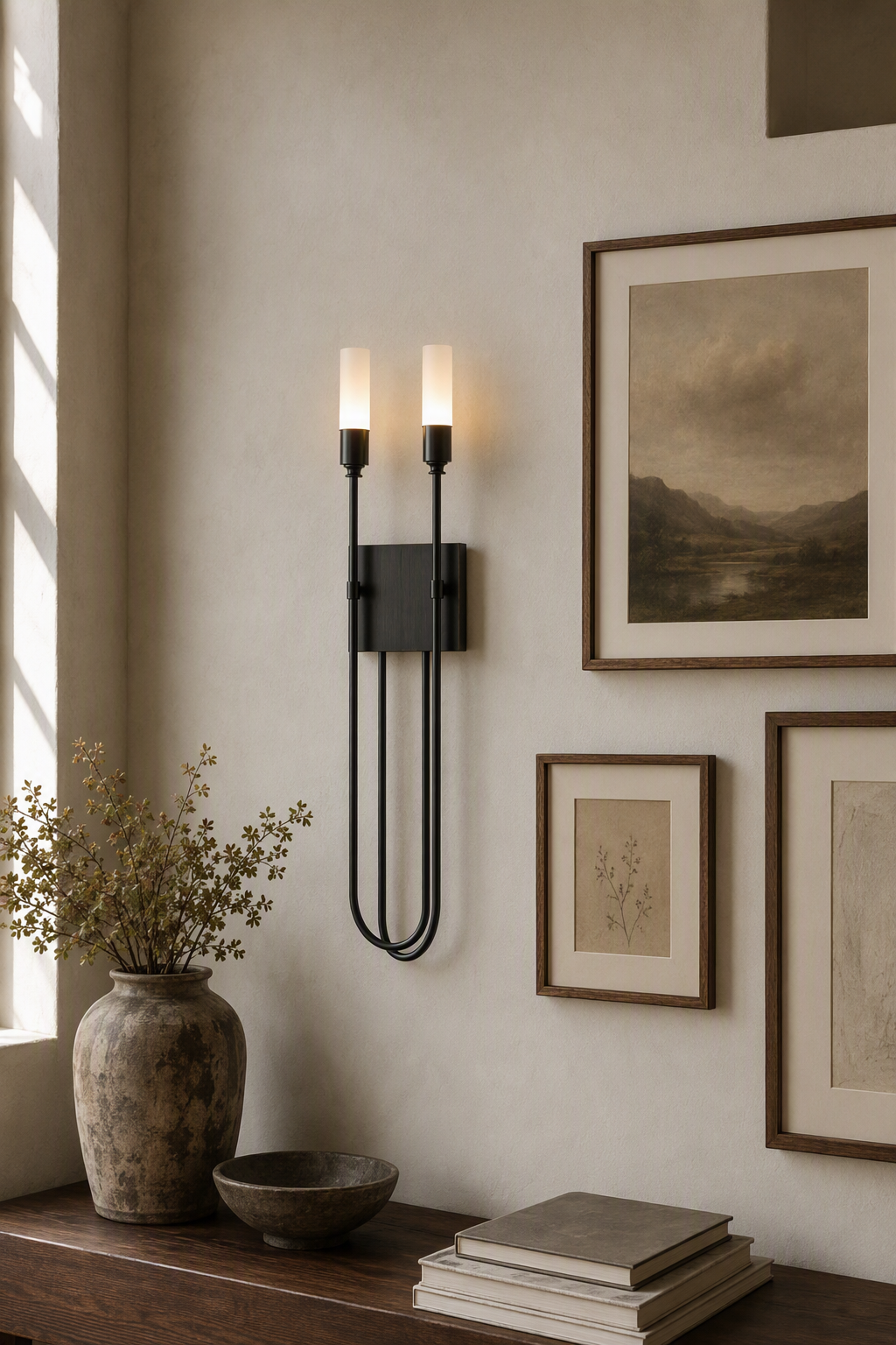 Double Loop Wall Sconce copper black gallery wall