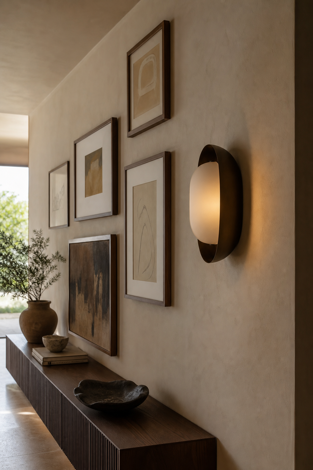 Dark Rounded Frame Wall Sconce gallery wall