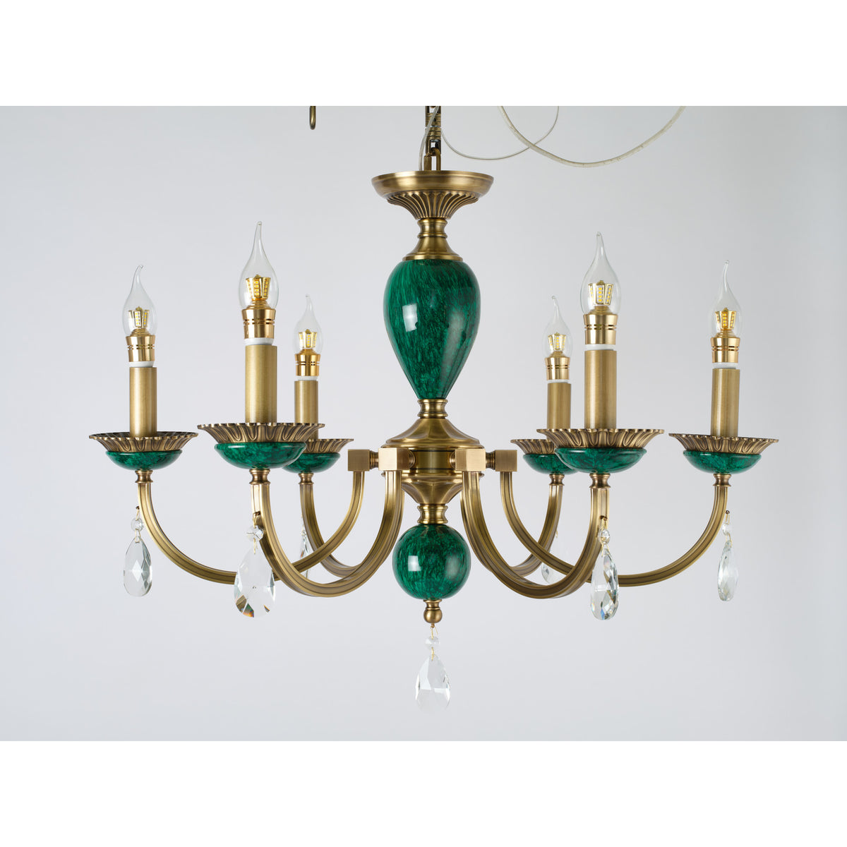 Real product photograph of the Valeria six-light chandelier