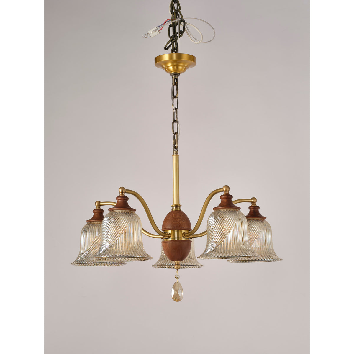 Real product photograph of the Elowen five-light downlight chandelier