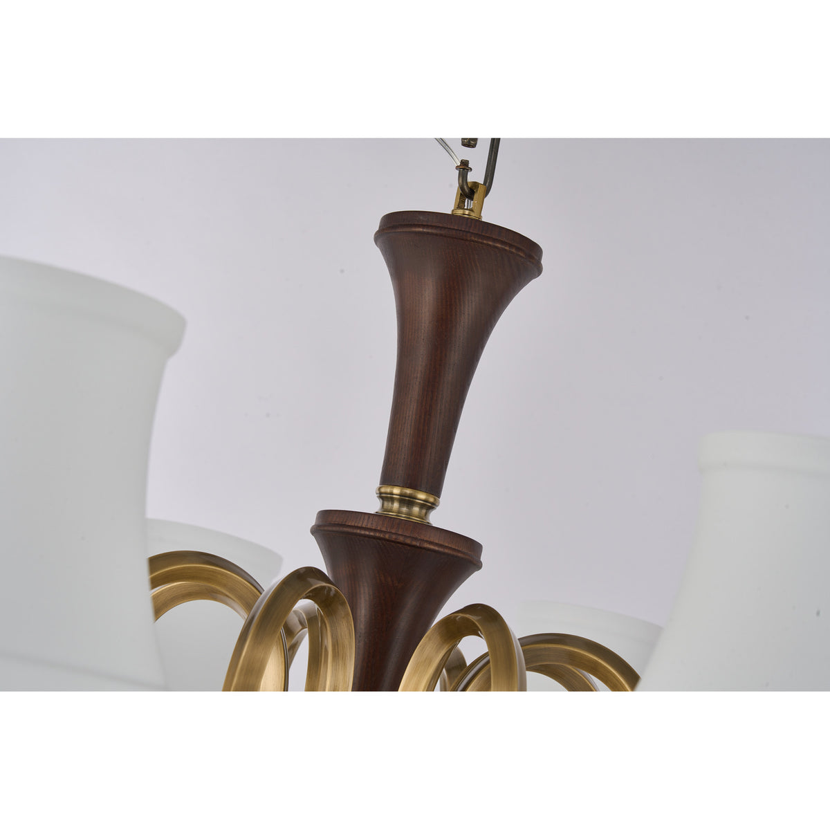 Supplier real detail photograph of the Kingswell tapered dark ash-wood upper spindle
