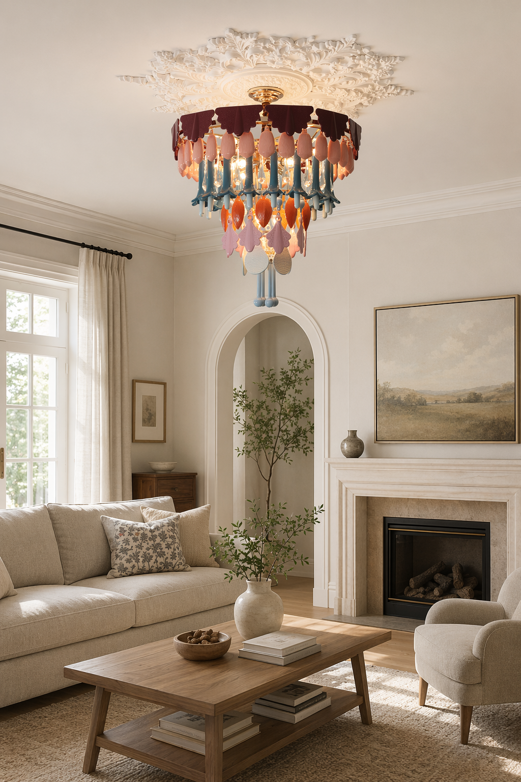 Colorful Ceramic Lily of the Valley Chandelier - 09 09-living-room-wide-daylight