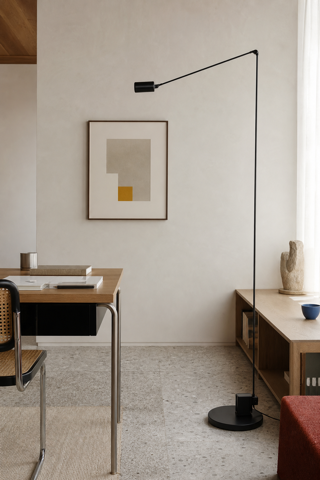 Daphine Adjustable LED Floor Lamp black finish modern study