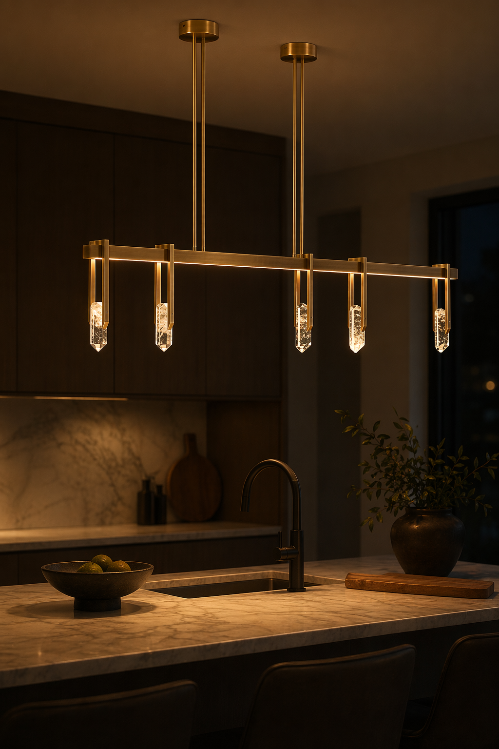 Modern Linear Crystal LED Island Chandelier - generated 09 09-night-mood