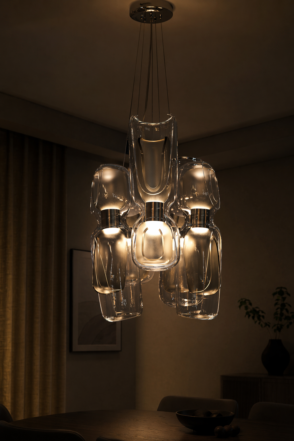 Modern Glass Petal Cluster Chandelier - generated main 09 09-night-mood