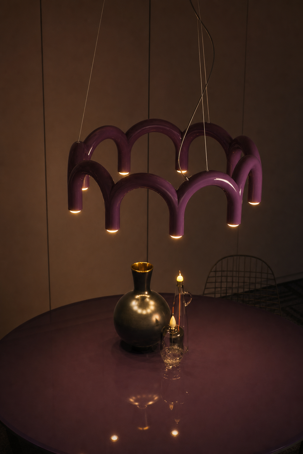 Colorful Arch Linear LED Pendant Light - generated main 09 09-night-mood
