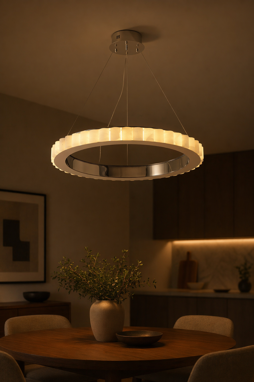 Modern Alabaster Ring LED Pendant Chandelier - 09 09-night-mood