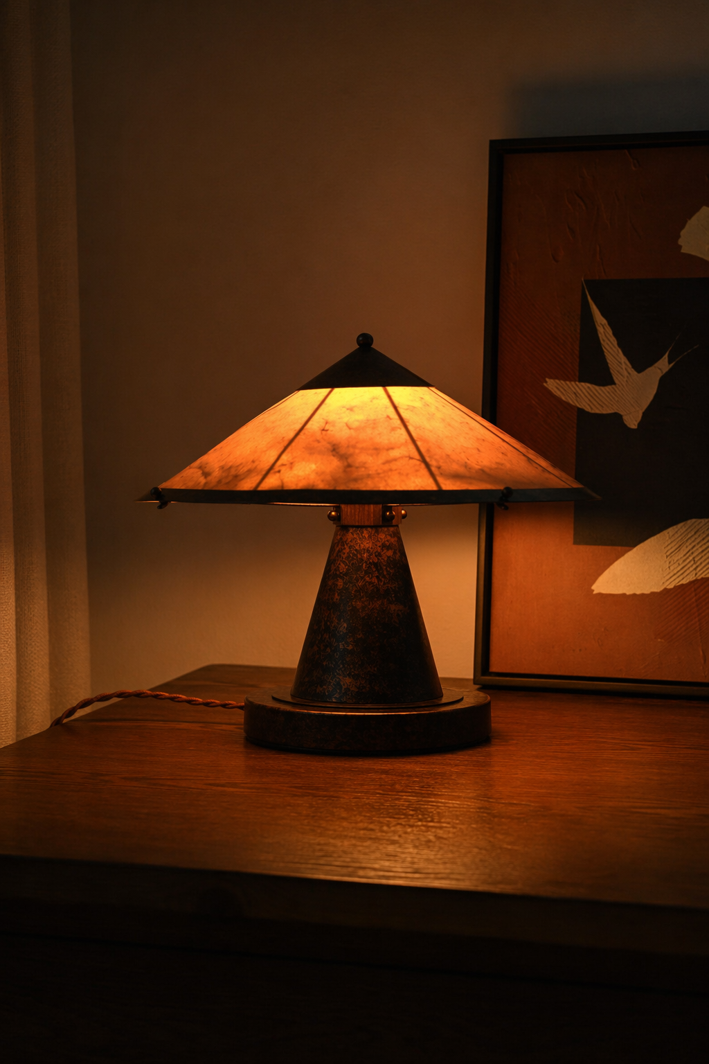 Handcrafted Silk Shade Table Lamp - generated main 09 09-night-mood