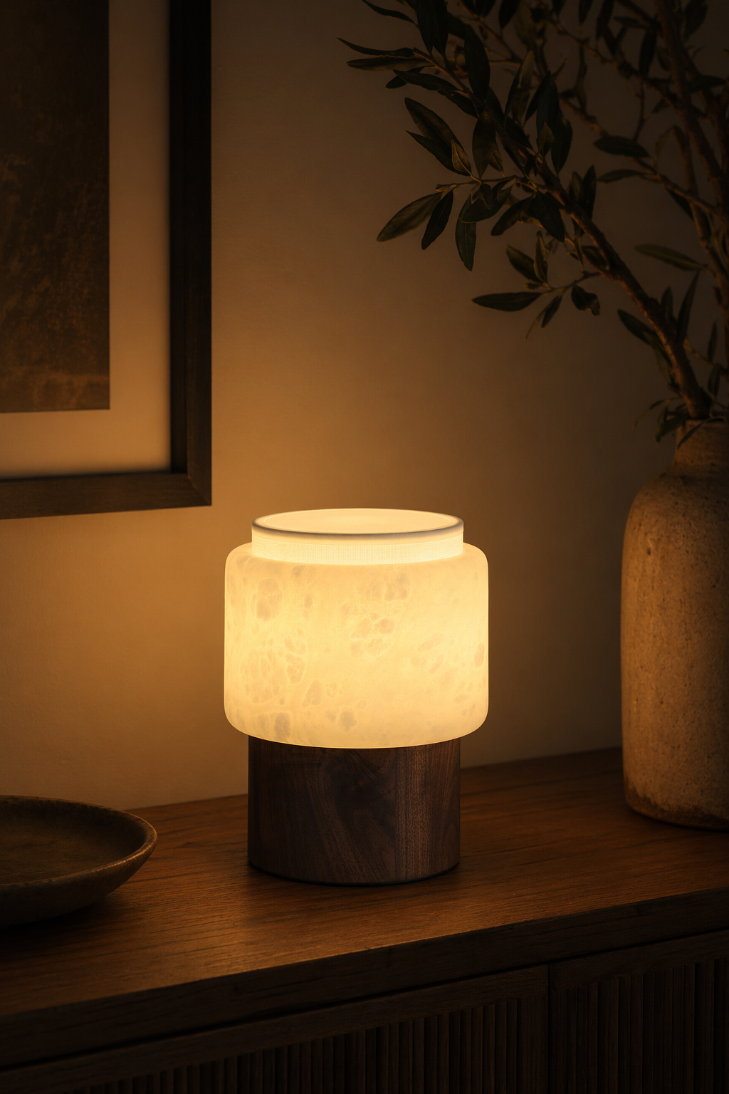 Modern Alabaster Wood Cylinder Table Lamp - 09 09-night-mood