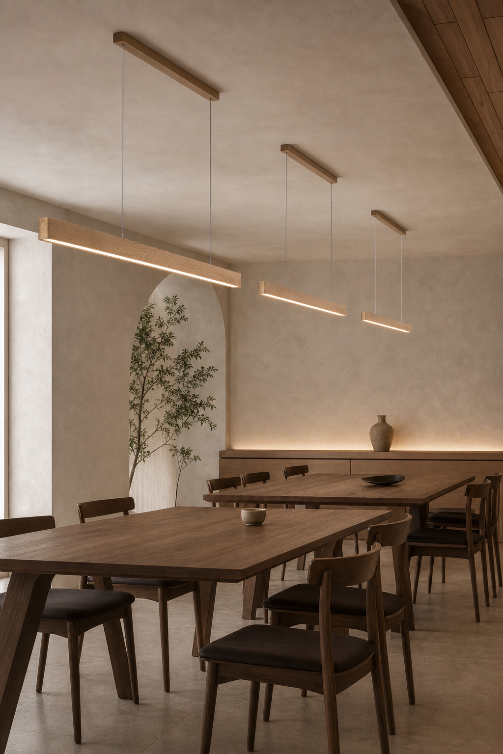 Modern Wood Linear LED Pendant Light - 09 09-parallel-installation-wide
