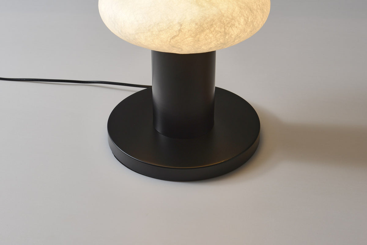 Modern Mulberry Silk Stacked Floor Lamp in Matte Black and White - 09 09-product-off-front