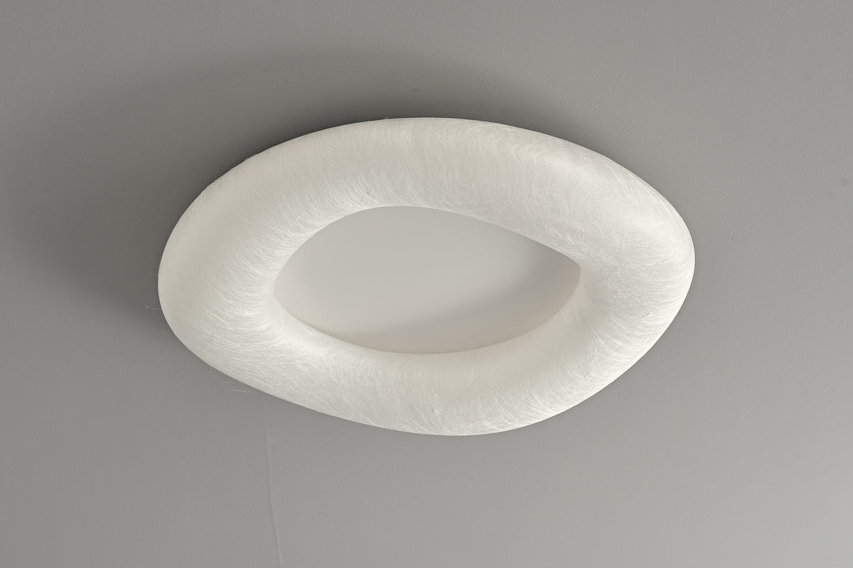 Modern Mulberry Silk Ring Ceiling Light in White - 09 09-product-real-angle