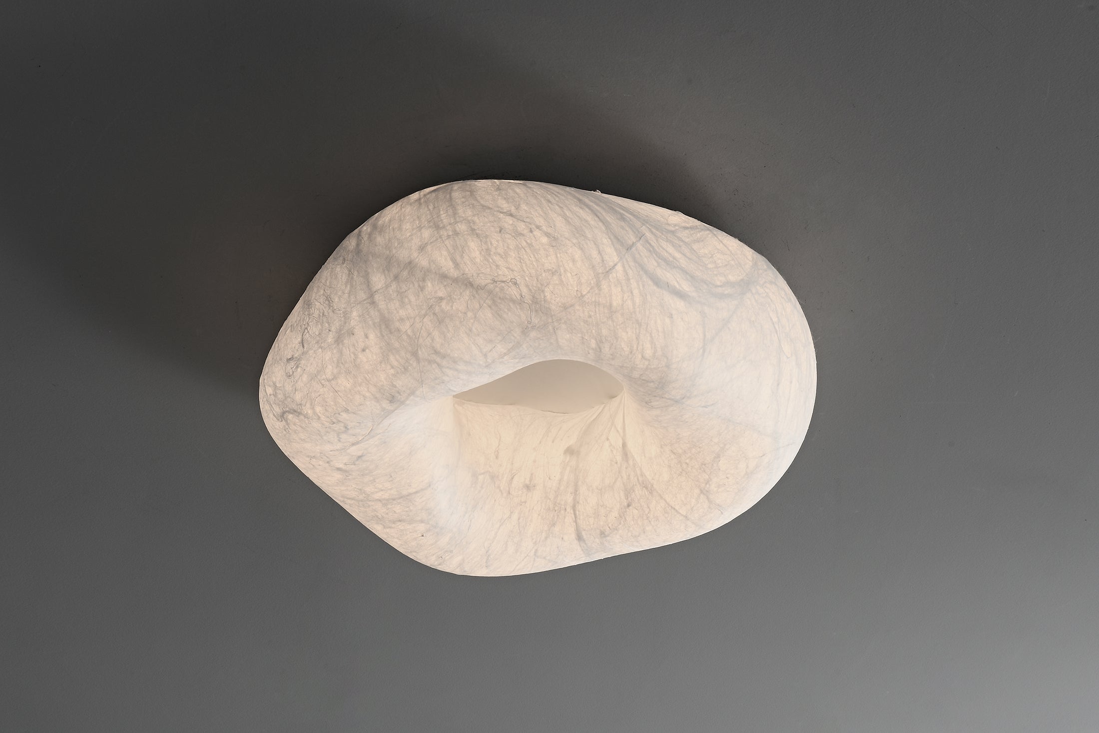 Handmade Mulberry Silk Cloud Ceiling Light in White - 09 09-product-real-lit-angle