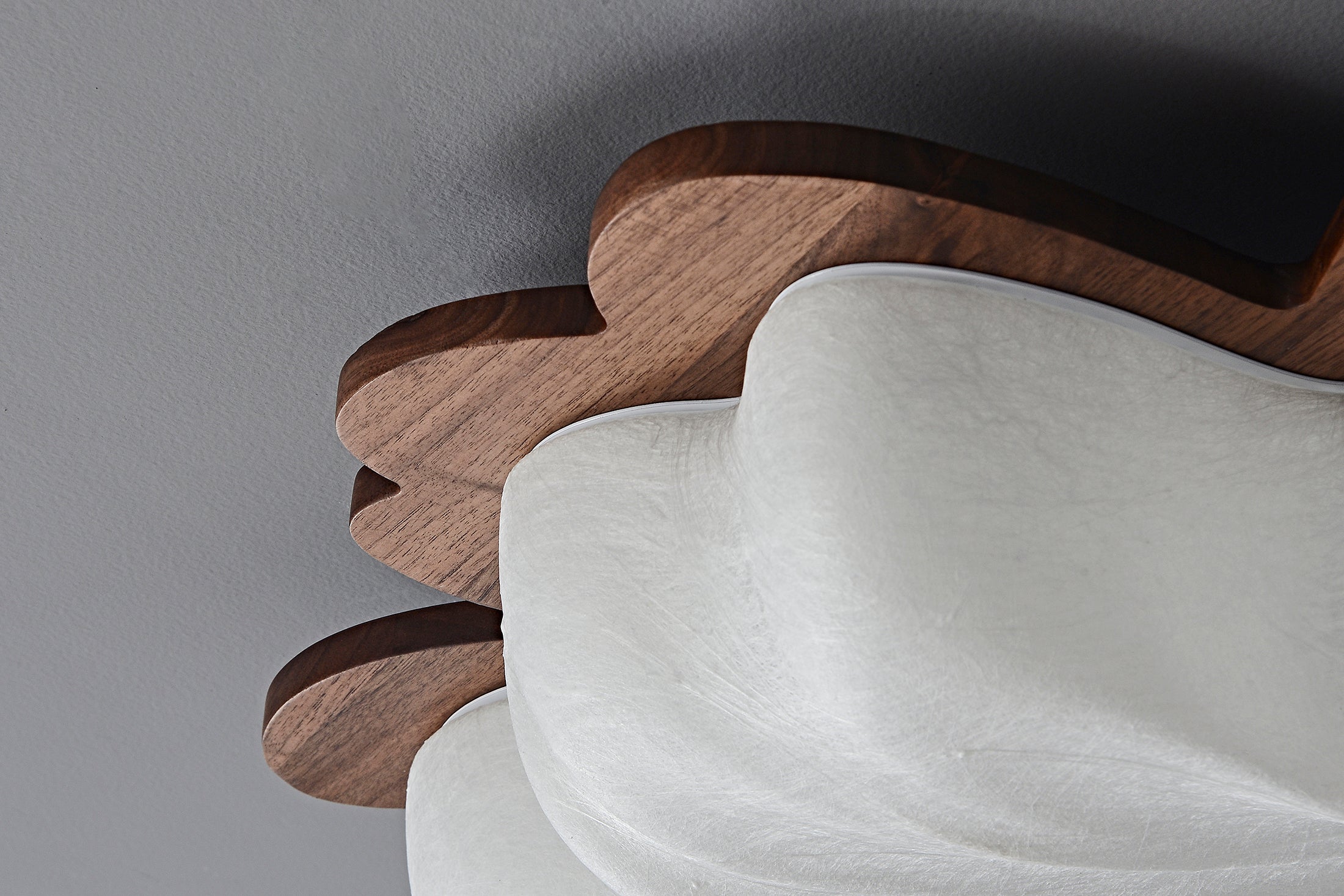 Modern Mulberry Silk Flower Ceiling Light in Walnut and White - 09 09-product-real-lit