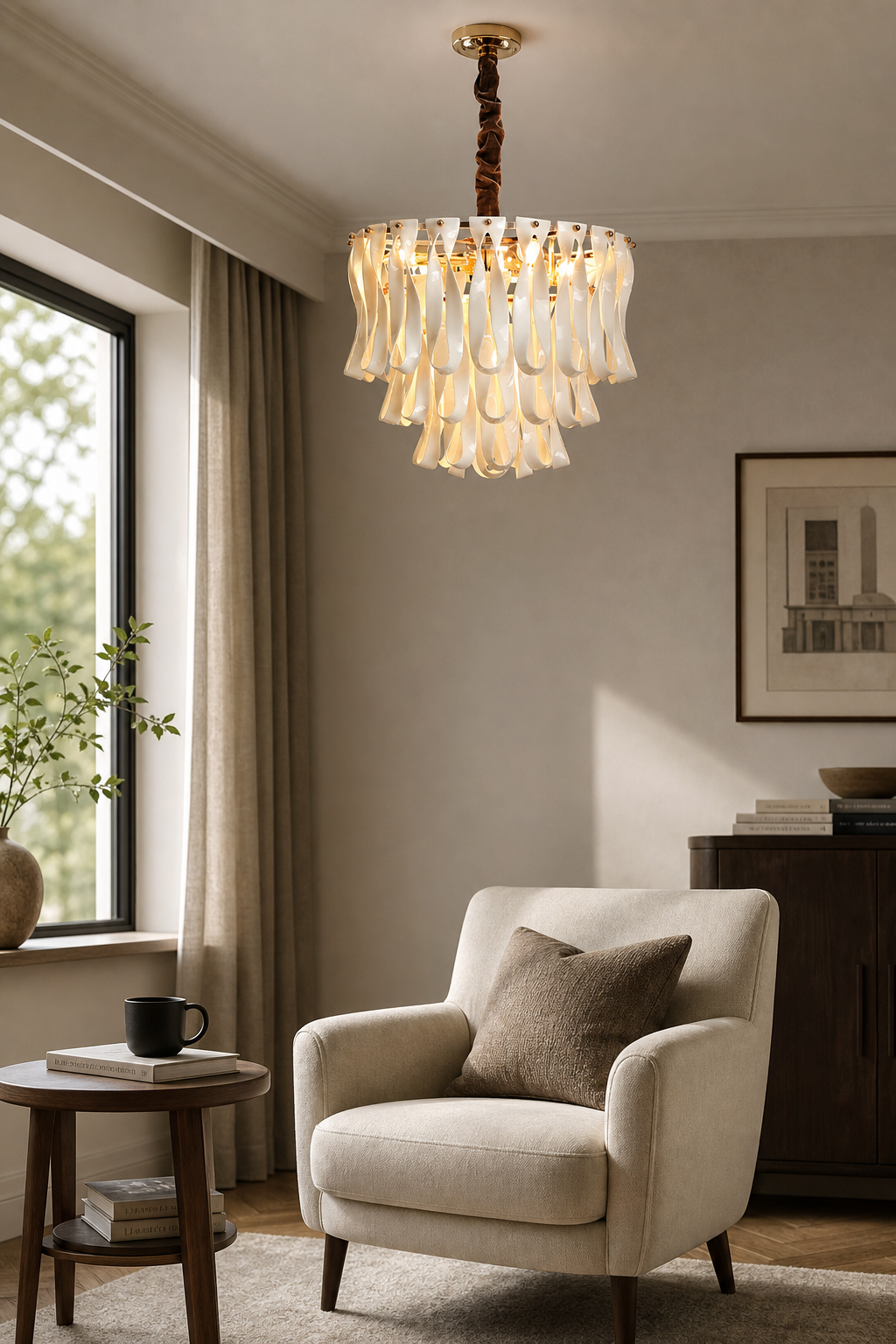 Ivory Ceramic Ribbon Mini Chandelier - 09 09-reading-corner-daylight