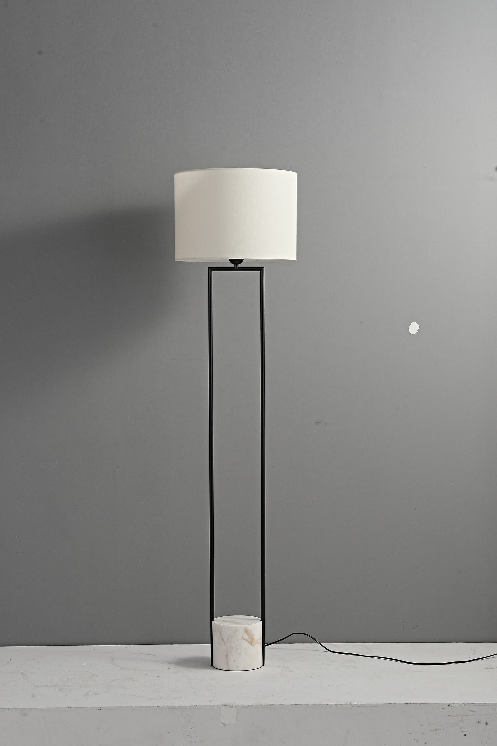 Modern Marble Base Copper Frame Floor Lamp - 20 09-real-black-copper-unlit-full