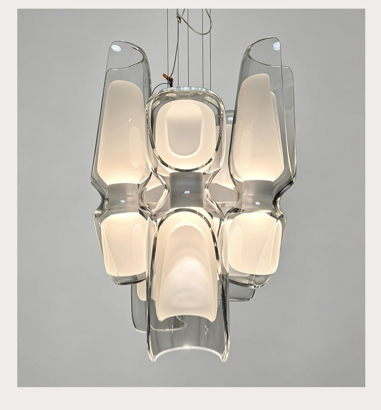 Modern Glass Petal Cluster Chandelier - 20 09-real-detail-4