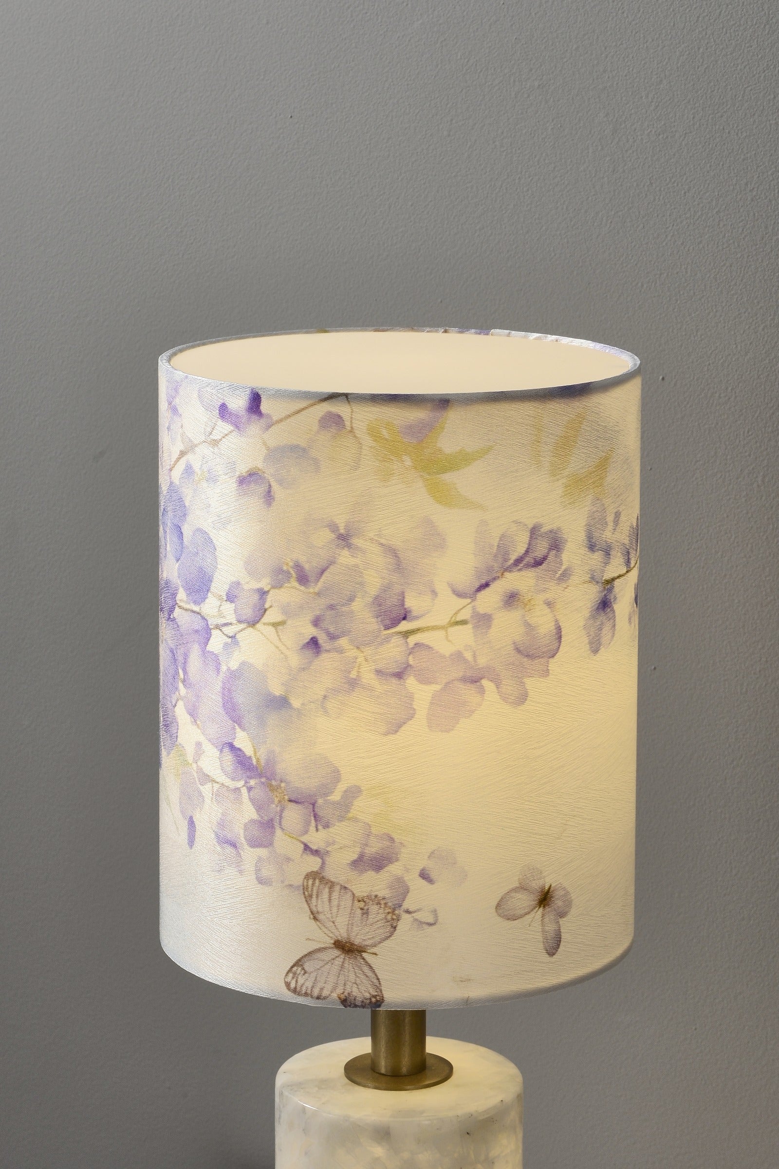 Modern Purple Floral Fabric Shade Table Lamp - 09 09-real-detail-6
