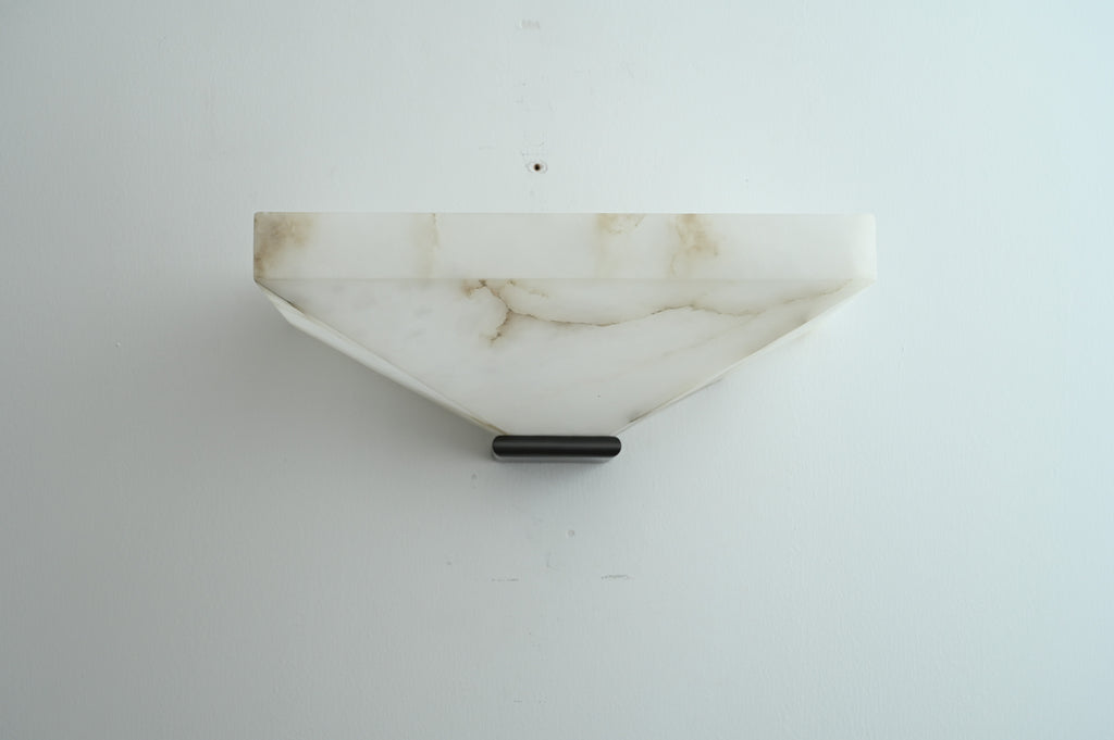Modern Snowflake Alabaster Faceted Wall Sconce in Dark Bronze - 09 09-real-front-off