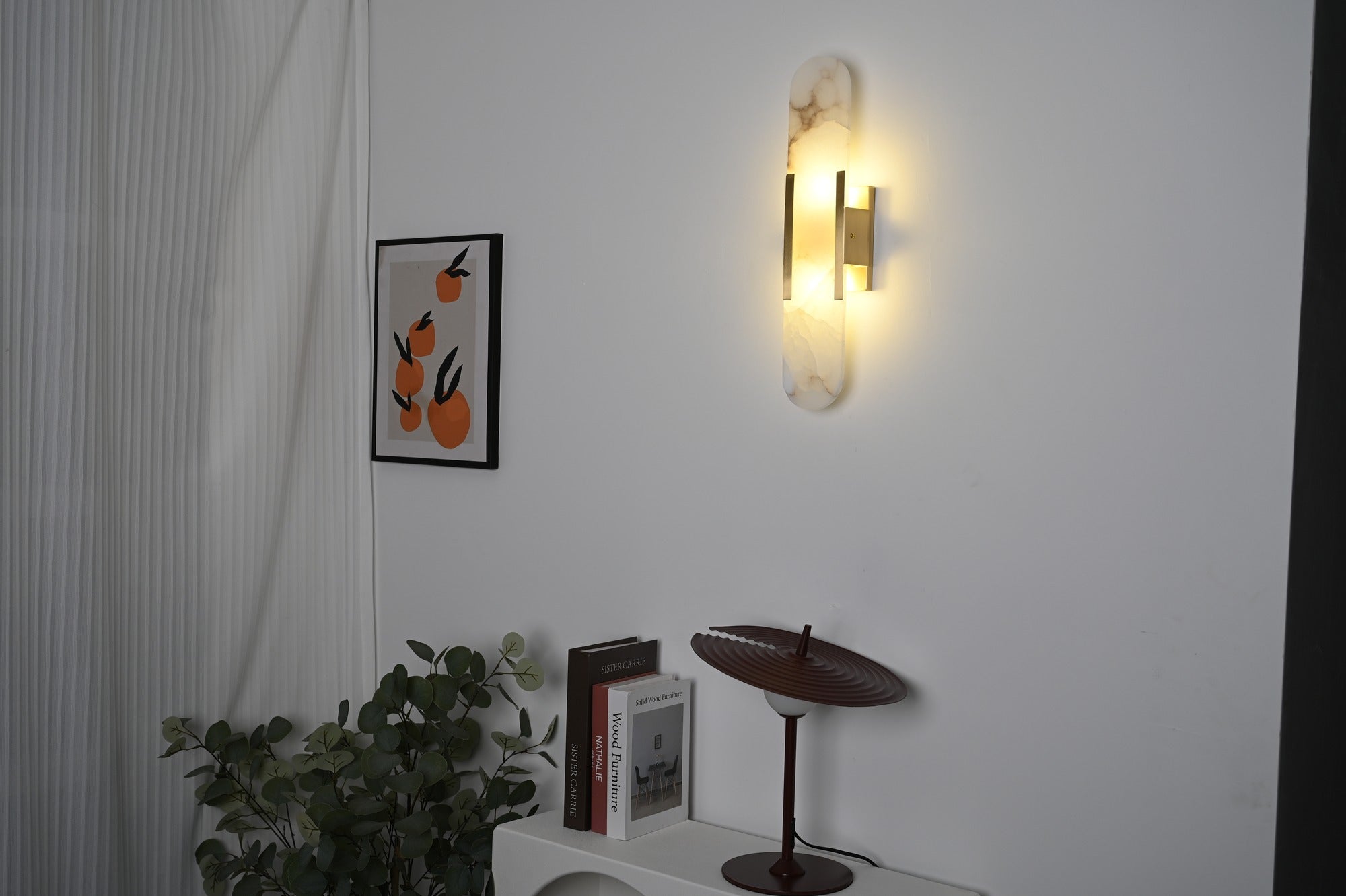 Modern Spanish Alabaster Capsule Wall Sconce - 09 real photo 4