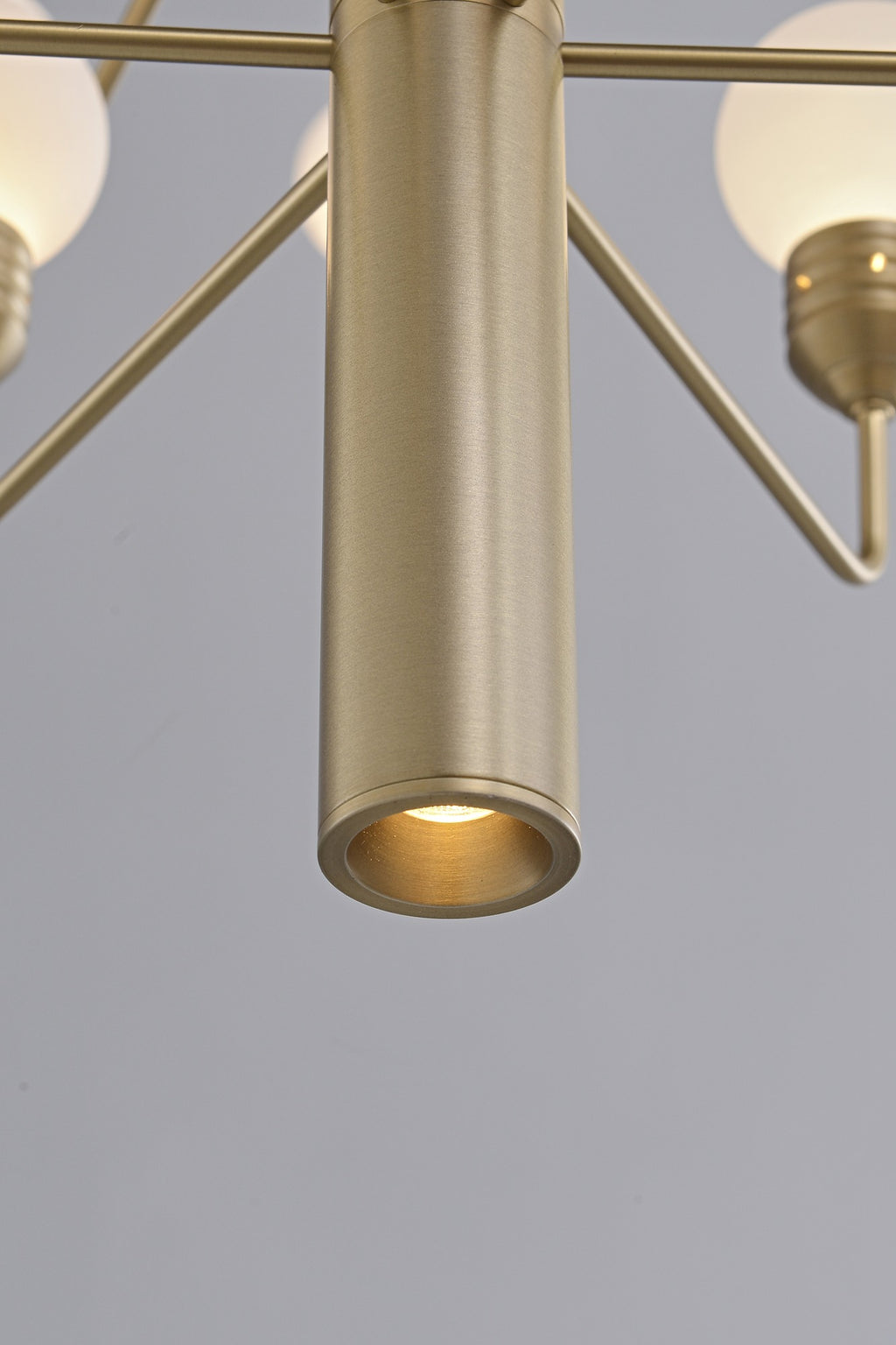 Modern Spanish Alabaster Branch Chandelier in Natural Brass - 09 real photo 5