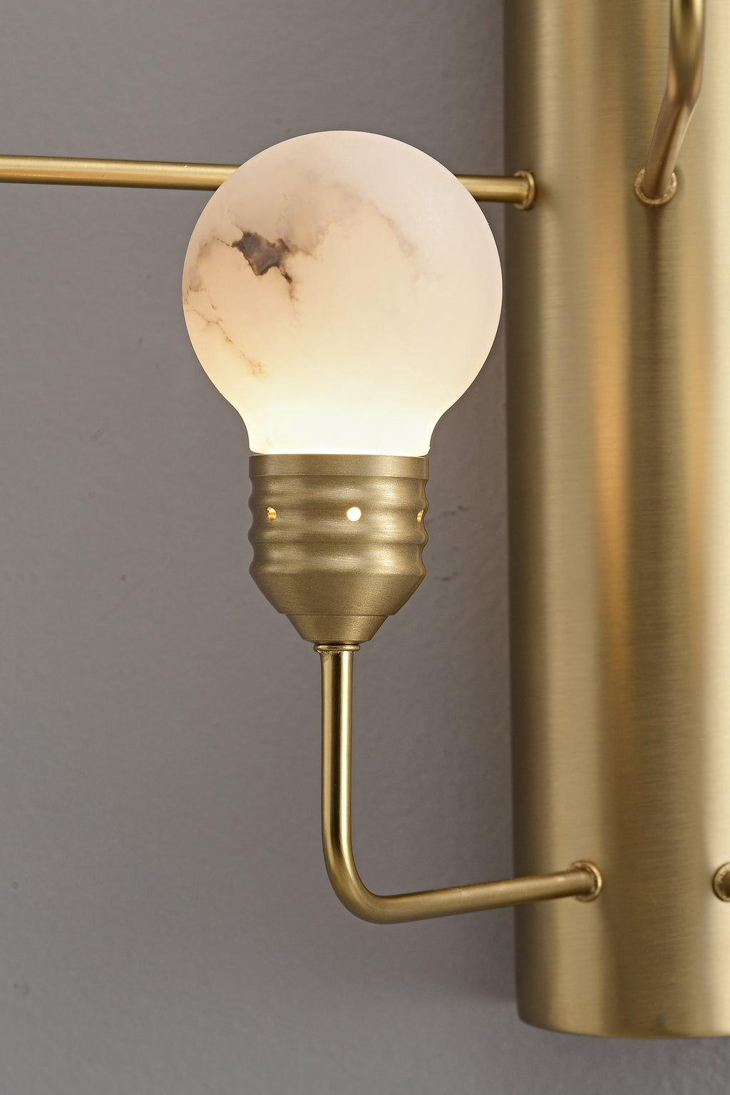 Modern Spanish Alabaster Wall Sconce in Natural Brass - 09 real photo 5