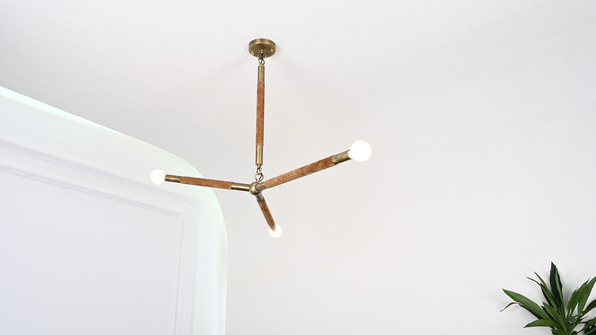 Modern Brass Branch Chandelier with Suede Accents - 09 09-real-shot-copper-suede-branch-chandelier-angle