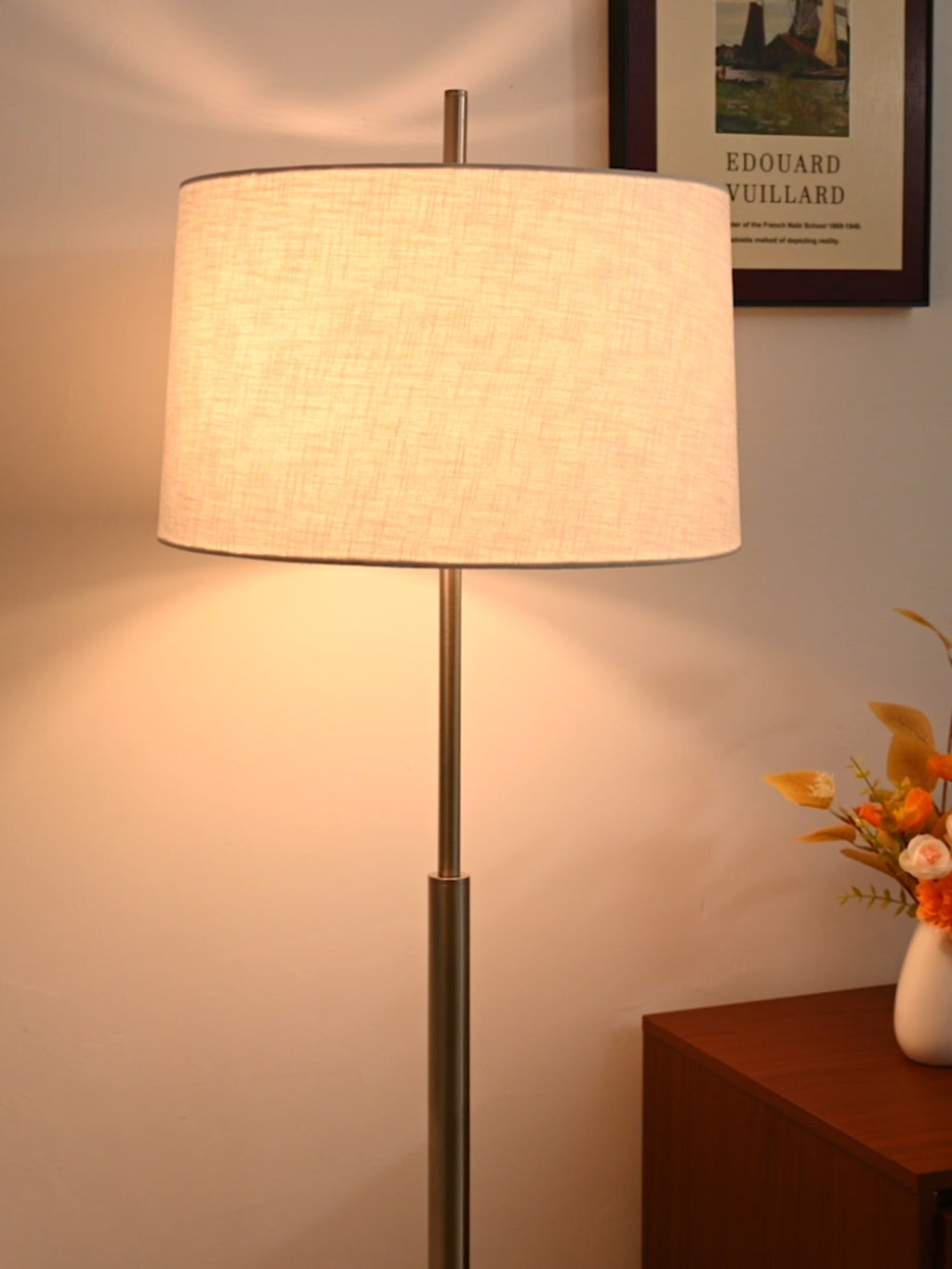 Modern Satin Nickel Off-White Fabric Lamp - 09 09-real-shot-satin-nickel-off-white-lamp-profile
