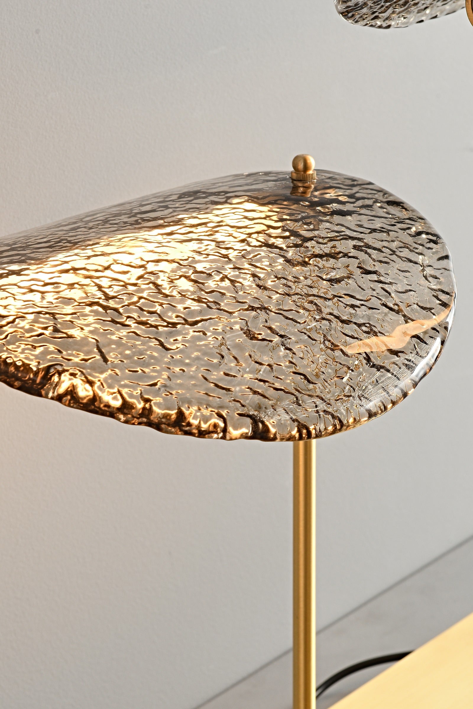 Modern Smoked Glass Brass Table and Floor Lamp - 20 09-real-smoked-glass-detail