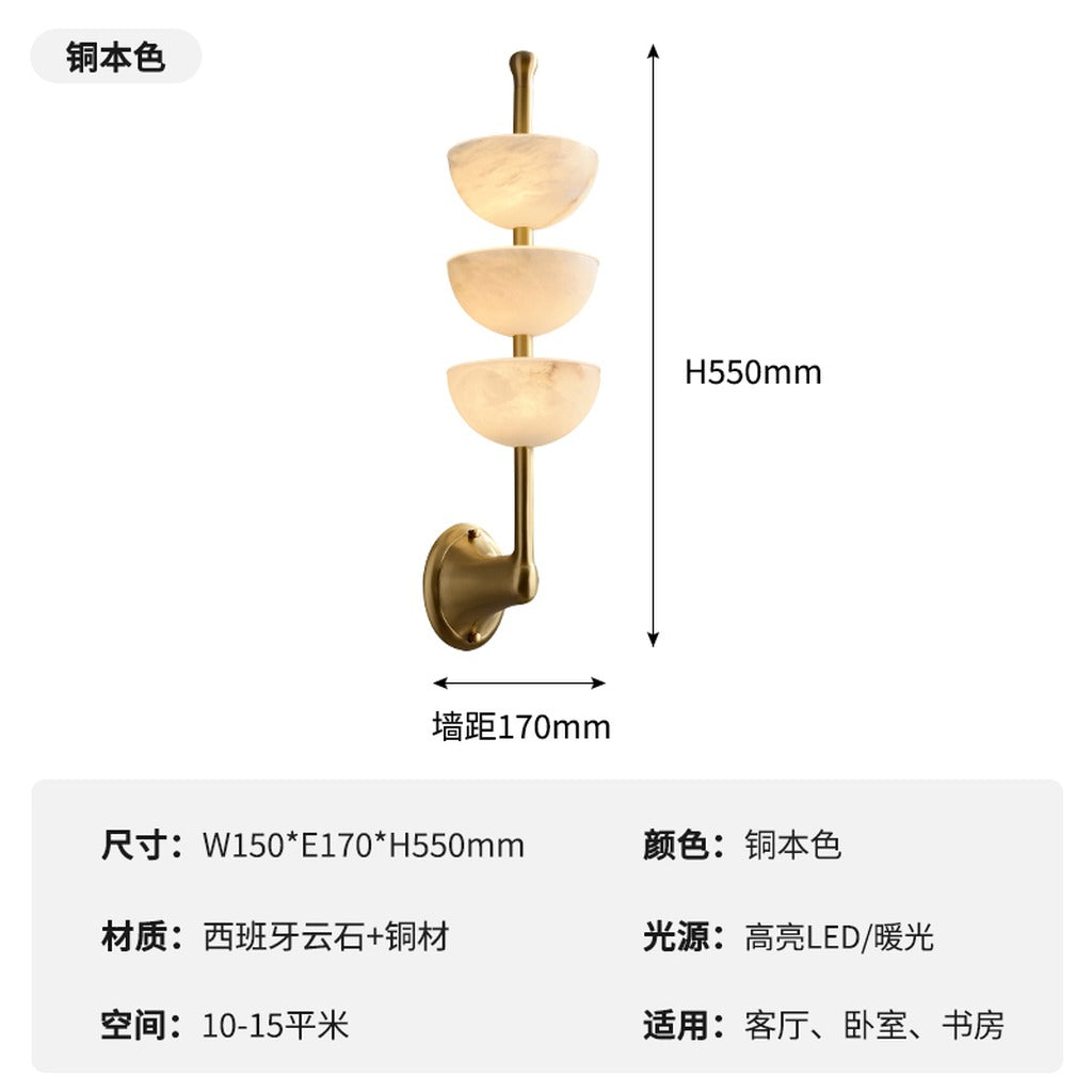 Modern Triple Stone Bowl Wall Sconce - 13 09-real-square-image