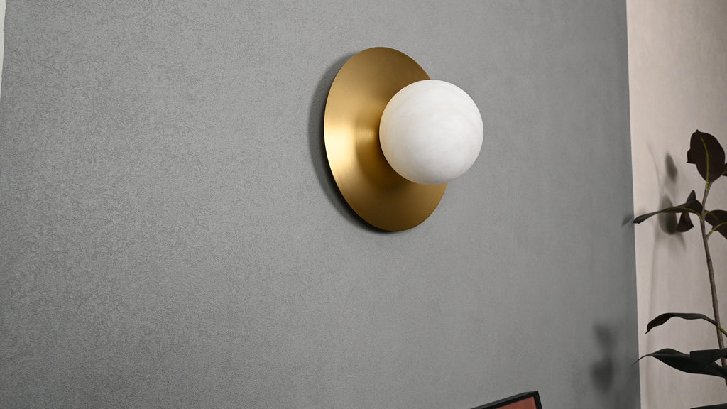 Modern Alabaster Globe Wall Sconce in Natural Brass - 09 09-real-wall-off