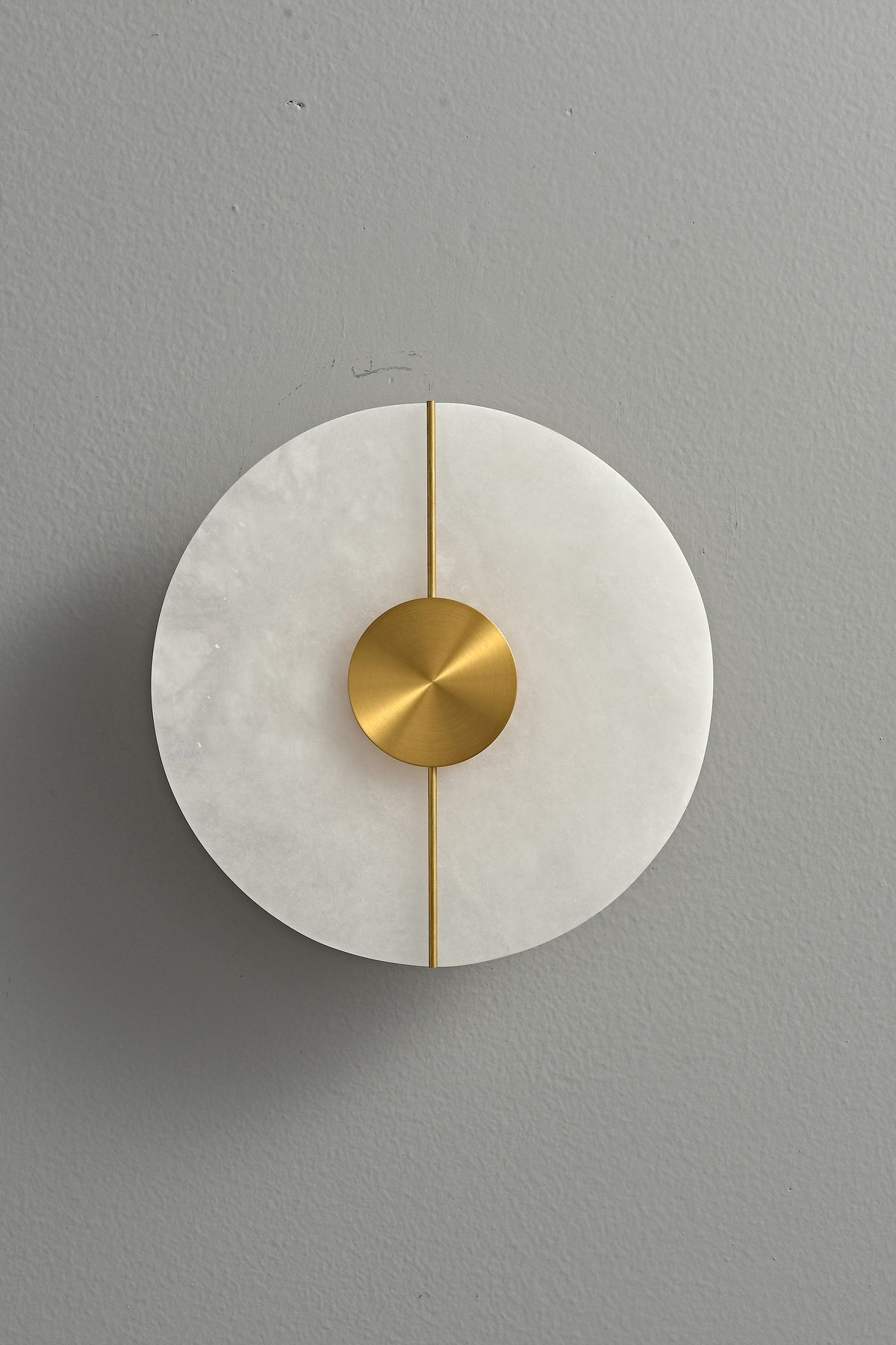 Modern Snowflake Alabaster Round Wall Sconce in Natural Brass - 09 09-real-wide-dark
